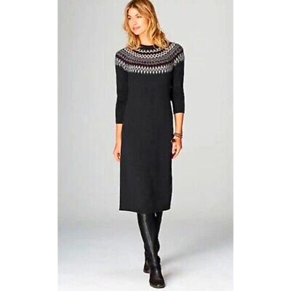 J. Jill Fair Isle nordic Sheath‎ knit Sweater Dress Sz LP Petite - Picture 1 of 8